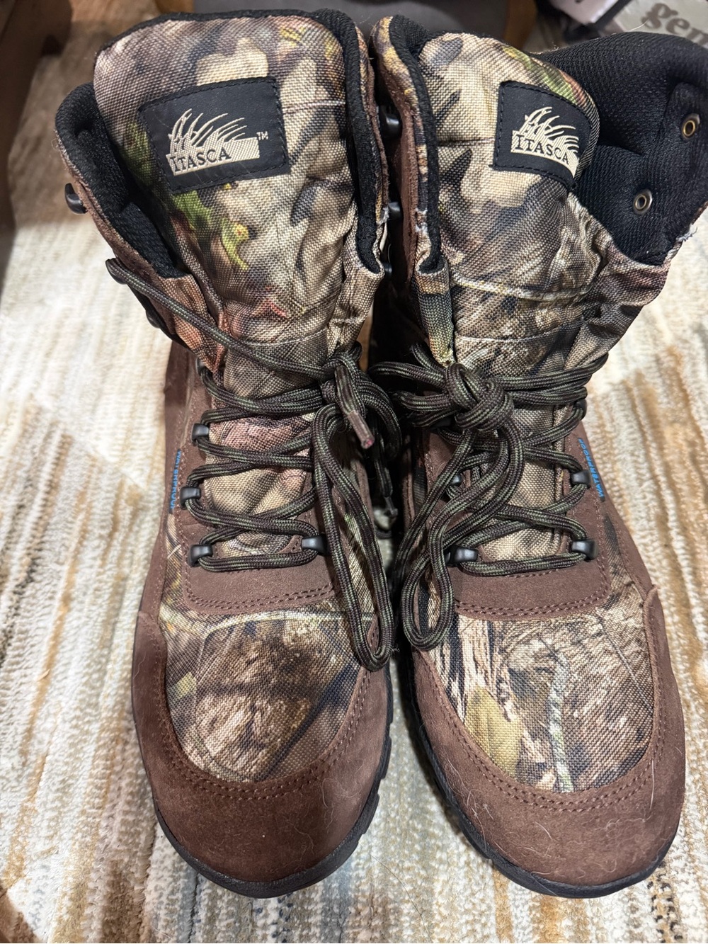 Itasca Camo Lace-Up Outdoor Boots in Brown and Green